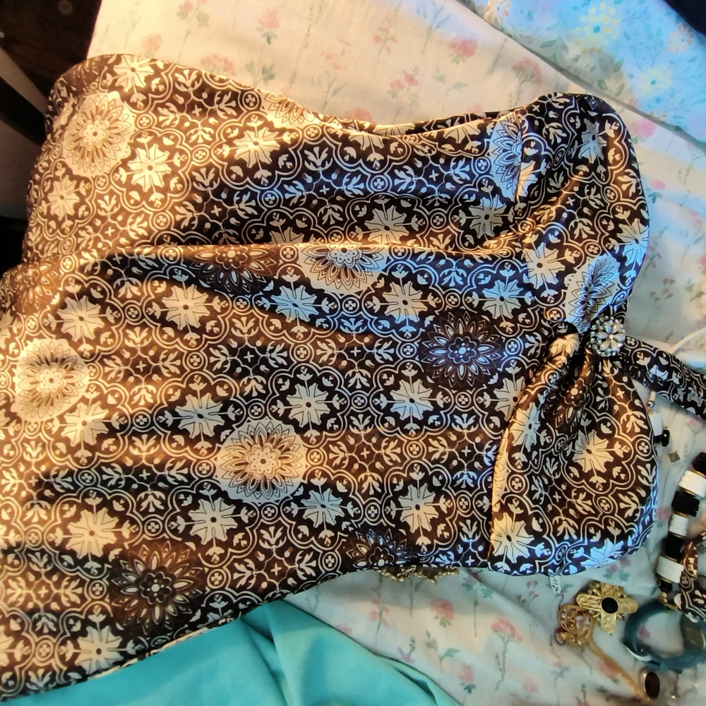 Brown and Cream Patterned Dress